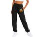Women's Sweatshirt With Fleece Base Lace-up High-waisted Casual Pants_voghion.com