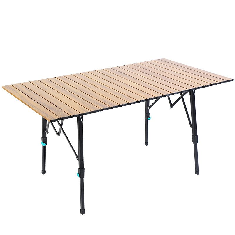Outdoor Aluminum Alloy Folding Supplies Picnic Portable Lifting Camping Wood Grain Chicken Rolls Table_voghion.com