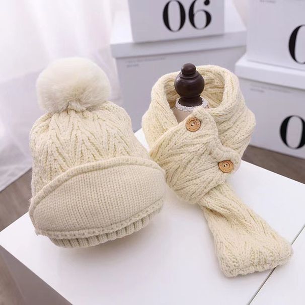 children's winter fashion woolen hat simple hat scarf mask three piece set warm and versatile windproof_voghion.com