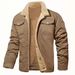 2024 Autumn Winter New Oversized Men's Polyester Fleece-Lined Workwear Short Sleeve Jacket Youth British Style Turn-Down_voghion.com
