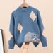 Kinderbekleidung New CuHK Kinder-Strickpullover in Kontrastfarbe und Kaschmir für Mädchen_voghion.com