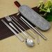 Coltello, forchetta, cucchiaio, bacchette in acciaio inossidabile, set di stoviglie portatili per picnic all'aperto, cucchiaio, bacchette, cannuccia, borsa portaoggetti_voghion.com