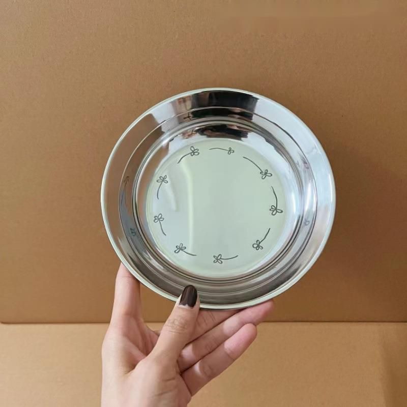 Thickened 316 Stainless Steel Food Grade Dish Household Preparation Dinner Anti-Spill Large Deep Round Plate_voghion.com