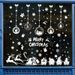 Static Cling Christmas Window Decals - Removable PVC Holiday Stickers Set (White Reindeer, Snowflakes, Santa, Tree Designs)"_voghion.com