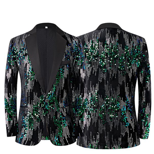Herrenbekleidung Herrenanzugjacke mit Pailletten im britischen Stil für Host-Laufsteg-Kleidung, Tanz, Sänger, Bar, Performance-Kleidung_voghion.com