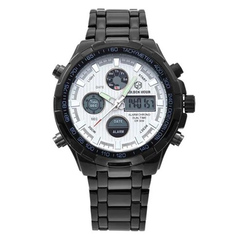 Analog Digital Watches Men Led Full Steel Male   Men Military Wristwatch Quartz Sports Watch_voghion.com
