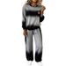Women's Long Sleeve Split Side Casual Top Set - Solid Color Korean Style Comfortable Polyester Outfit For Fall Winter (Black, S-XXXL)_voghion.com