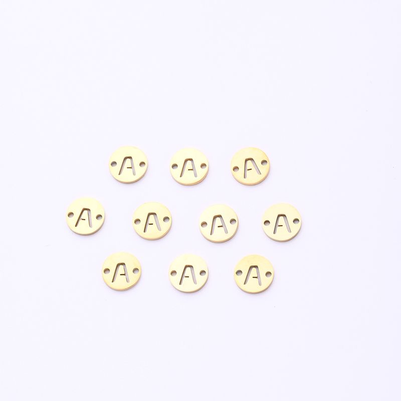 10 PCS/Package Diameter 9mm Hole 1~1.9mm 304 Stainless Steel Gold Plated Letter Polished Connectors_voghion.com