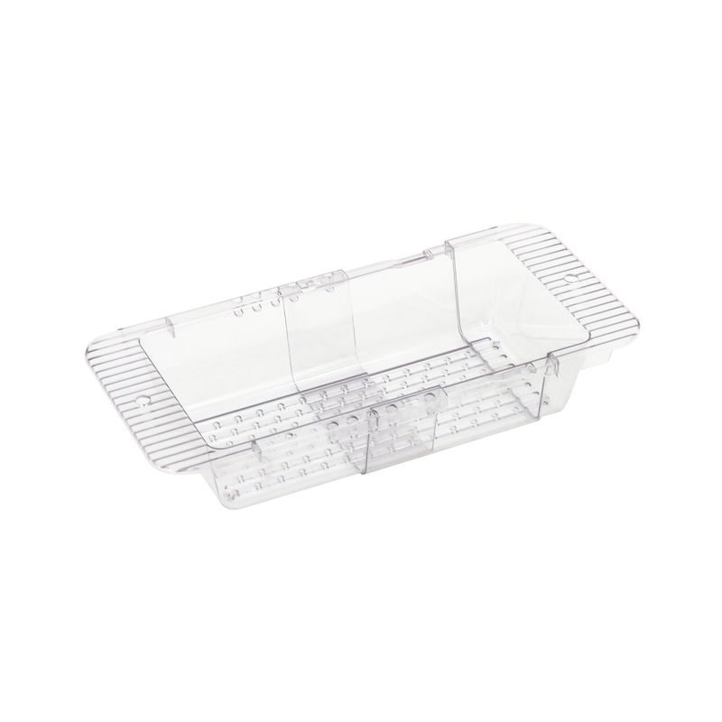 Adjustable Kitchen Sink Dish Drainer - Plastic Expandable Dish Rack With Utensil Holder & Water Tray (Space-Saving Design)​​_voghion.com