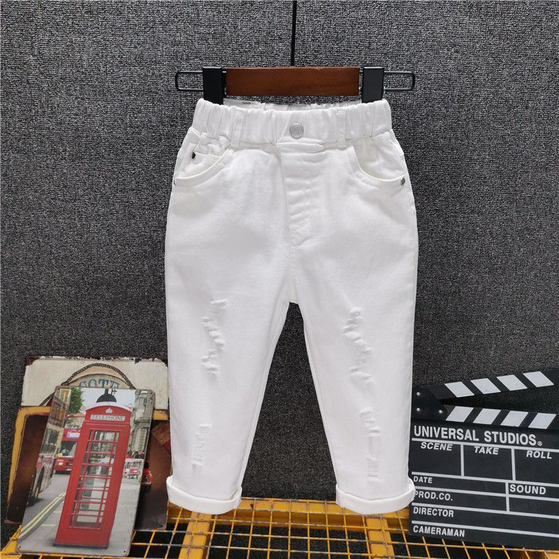 Jungen Hosen Frühling Und Herbst Koreanische Kinder Kleidung Neue Stil Baby Weiß Zerrissene Hosen Koreanische Dünne Anliegende Hosen Trendy_voghion.com