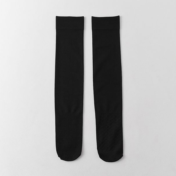 Druckkalb für Damen, dünne schwarze Schlankheitssocken für den Sommer, passend zu kleinen Lederschuhen, Tube JK weiße lange Socken_voghion.com