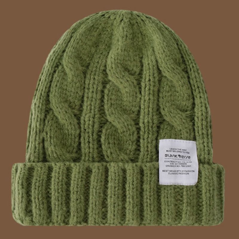 Ensfarvet japansk twist strikhue børn Koreansk version Efterår/vinter studerende varm øreværn strikkede huer par Bær enhver kold hue_voghion.com