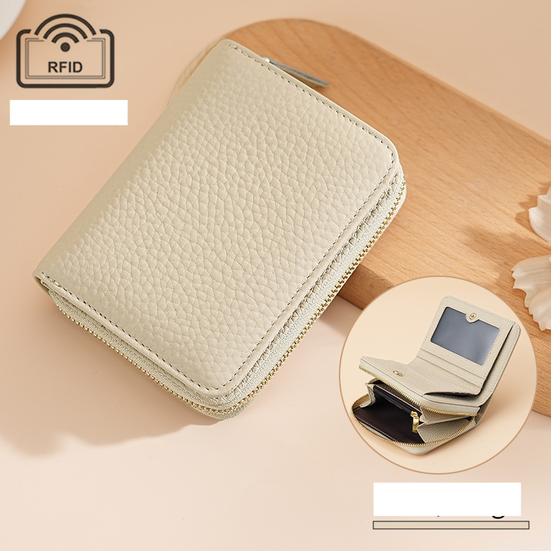 Multi-functional First Layer Cowhide Women's Purse Short Leather Coin Purse Women's Coin Loose Purse Rfid Money Clip_voghion.com