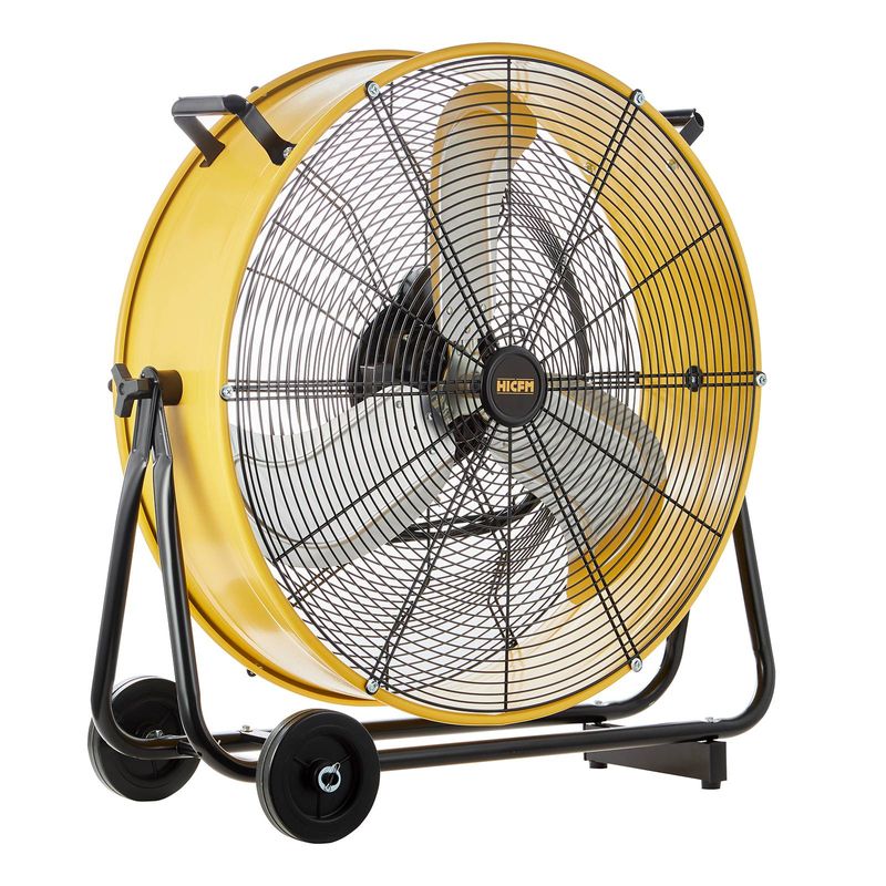 FAN-D24 24" Industrial Drum Fan High Velocity 3-Speed Heavy Duty Metal Air Circulator With Casters Handle For Basement Warehouse Factory Patios_voghion.com