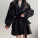 Women's Wool Blend Trench Coat With Notched Lapel, Oversized Fit, Mid-Length For Petite To Plus Size, Autumn Winter Fashion_voghion.com
