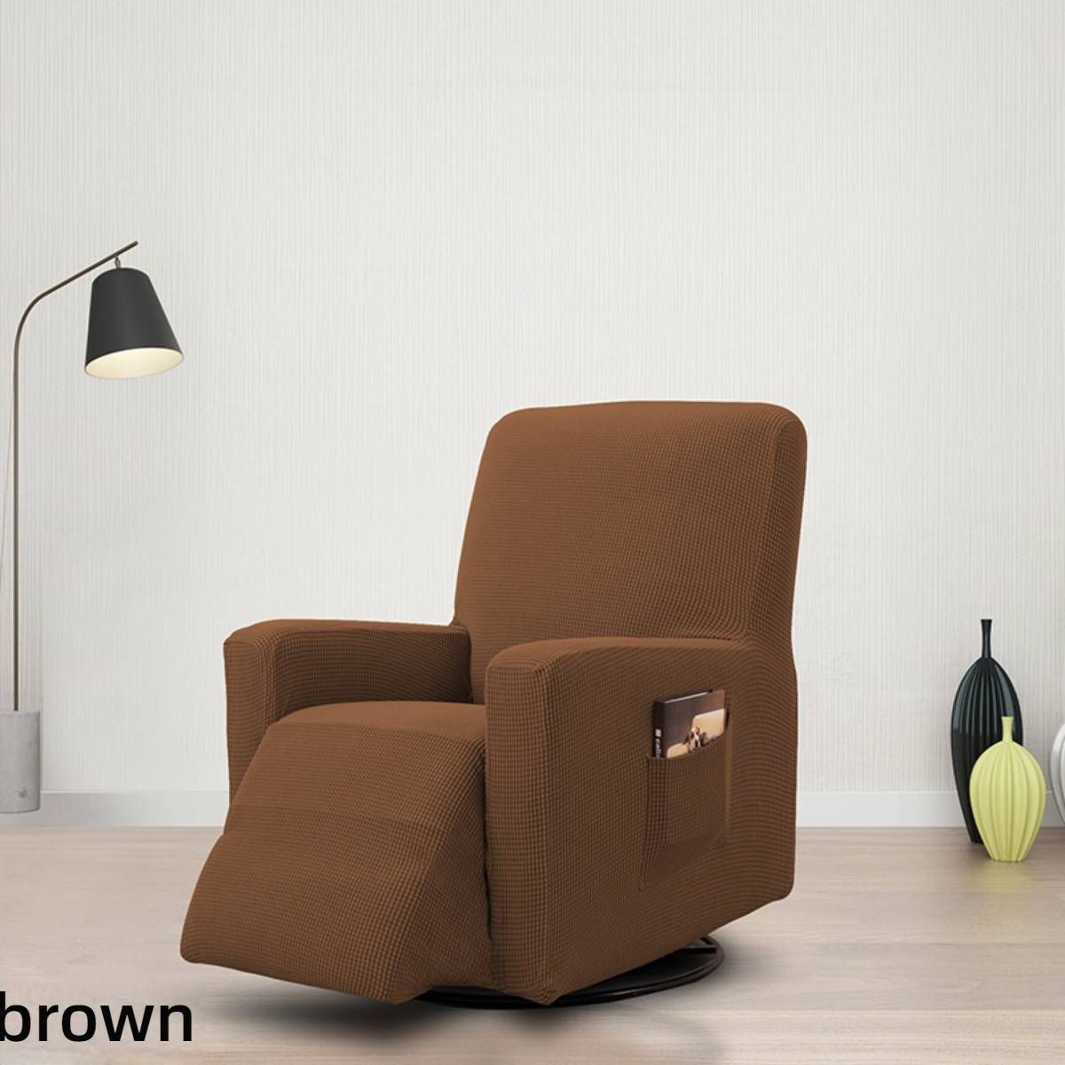 Jacquard Velvet Universal Single Chaise Sofa Slipcover, Full Coverage Thickened Stretchable Furniture Protector, Dark Green All-Season Sofa Cover_voghion.com