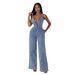 Damenbekleidung Denim Jumpsuit Weite Beinhose_voghion.com