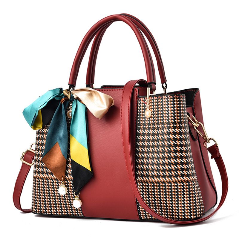 Borse da donna Borse da donna alla moda con motivo a giunture Borsa a tracolla in seta di grande capacità_voghion.com