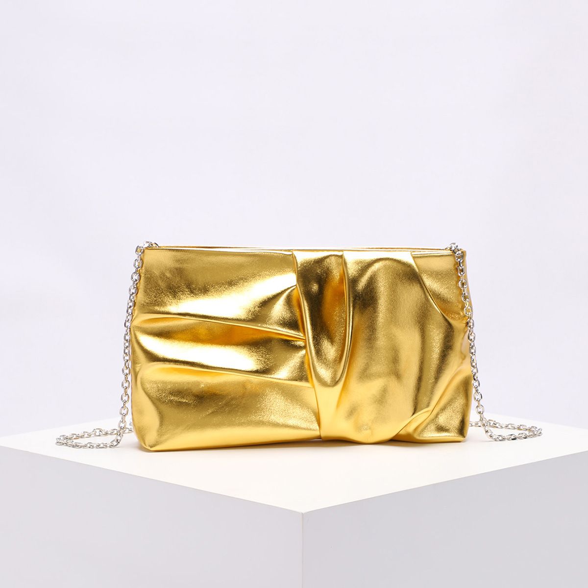 Women's Light Luxury Wrinkle PU Handbag - Elegant Folded Cloud Clutch Bag For Evening Parties, Daily Outfits Cloud Bag Fashionable Women's Evening Bag_voghion.com