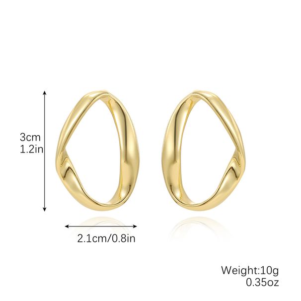 ins retro faltig gebürstet textur metall textur einfache übertrieben unregelmäßige legierung große ohrringe_voghion.com