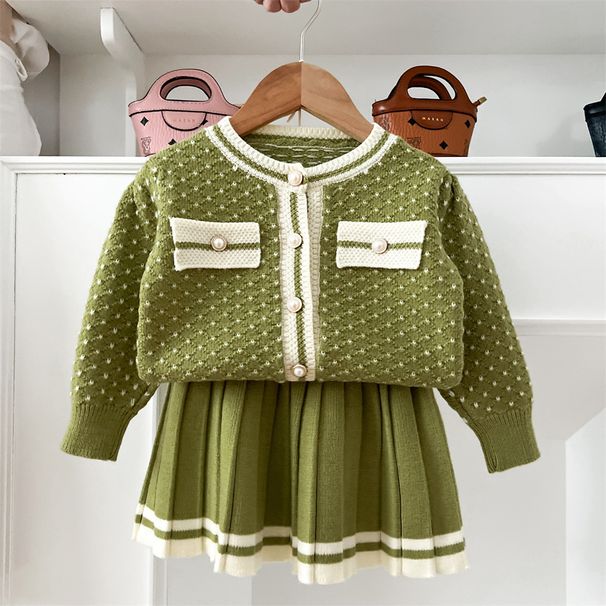 Autumn And Winter New Children's Sweater Suit Small Dots Knitted Small Two Piece Suit Girl Baby Autumn And Winter Korean Version_voghion.com