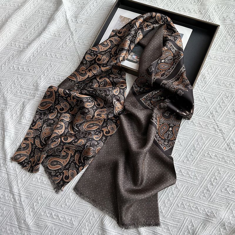 Sciarpa versatile in seta a doppio strato, con baffi lunghi e a righe, di alta qualità, per uomo, all'ingrosso, 100% gelso_voghion.com