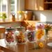 Barattolo di vetro vintage con coperchio in tessuto floreale - Contenitore ermetico per tè, erbe aromatiche, frutta secca e spezie_voghion.com