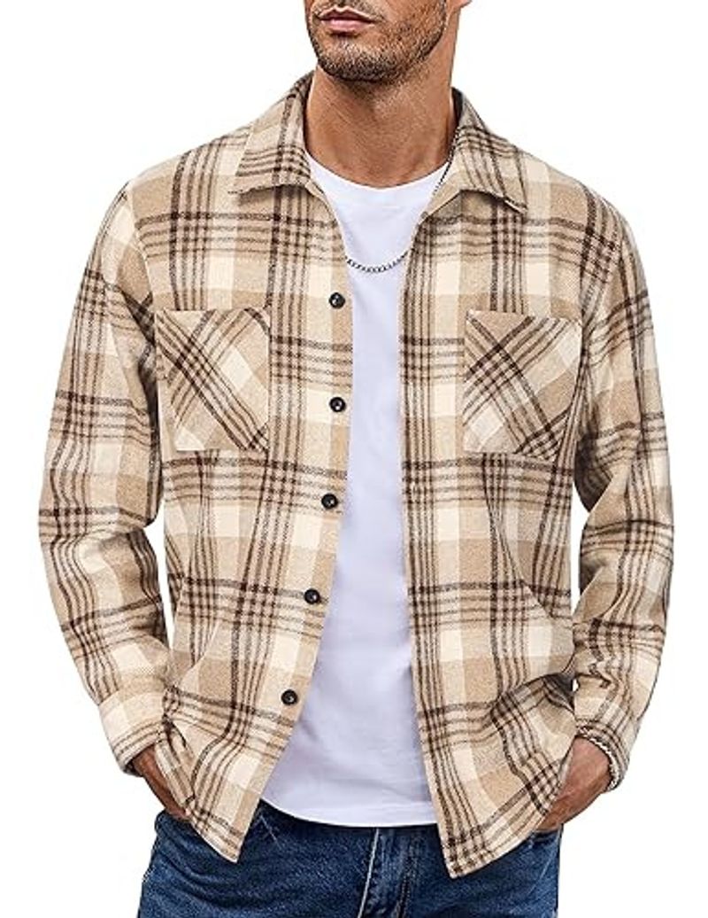 Herrenbekleidung, Leinenhemd mit langen Ärmeln und Button-Down-Kragen, lässiges Vintage-Karohemd für Herbst und Winter, atmungsaktiv und bequem, mehrere Farben und Größen_voghion.com