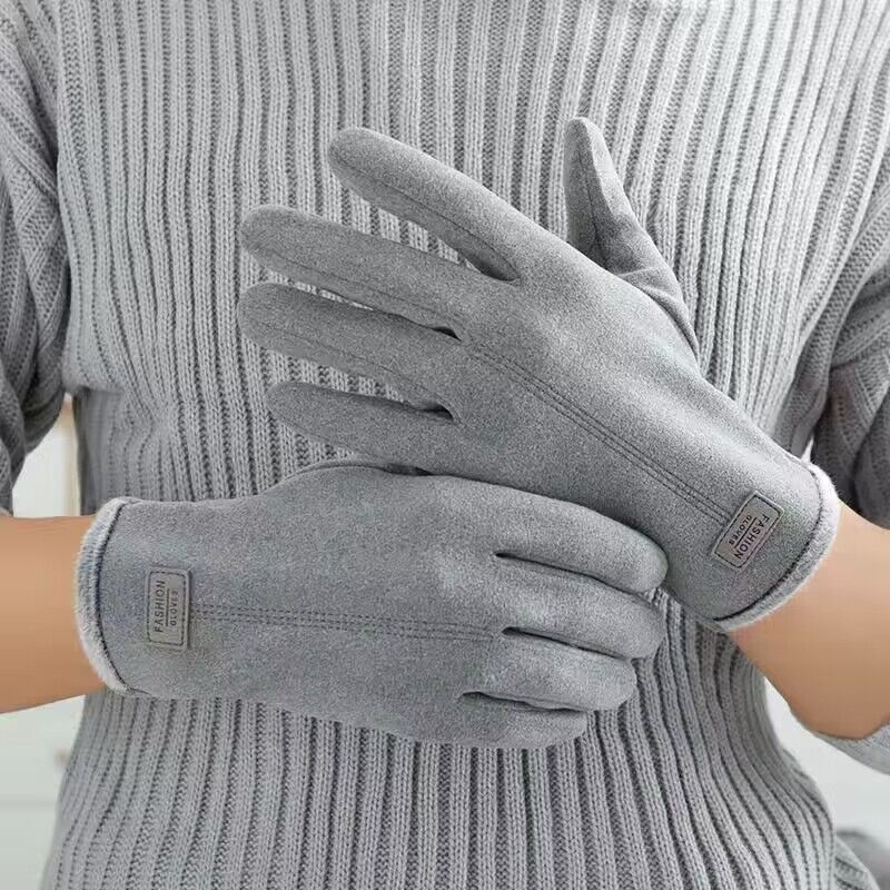 German velvet gloves men in winter, warm cold resistant, windproof durable for cycling and driving, heated velvet, thick_voghion.com