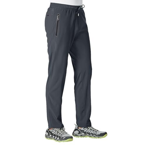 Jogginghose Herren Lang Trainingshose Sport Laufhose Schnelltrocknend Freizeithose Männer Fiess Mit Reißverschlusstaschen_voghion.com