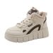 SH327 Neue Herbst-Winter-Damen-High-Top-Schuhe mit lockerem Fleece-Futter, Plateau und dicker Sohle für mehr Körpergröße_voghion.com
