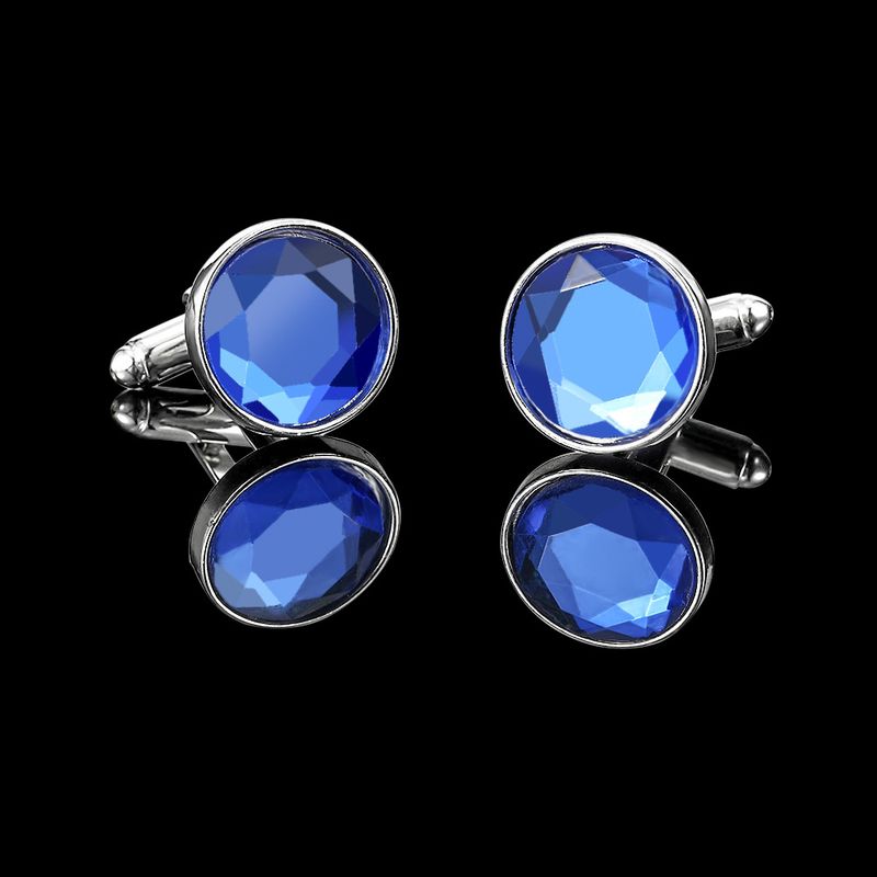 crown diamond blue crystal cufflinks fashion trend men and women suits French shirt cuff nail accessories_voghion.com