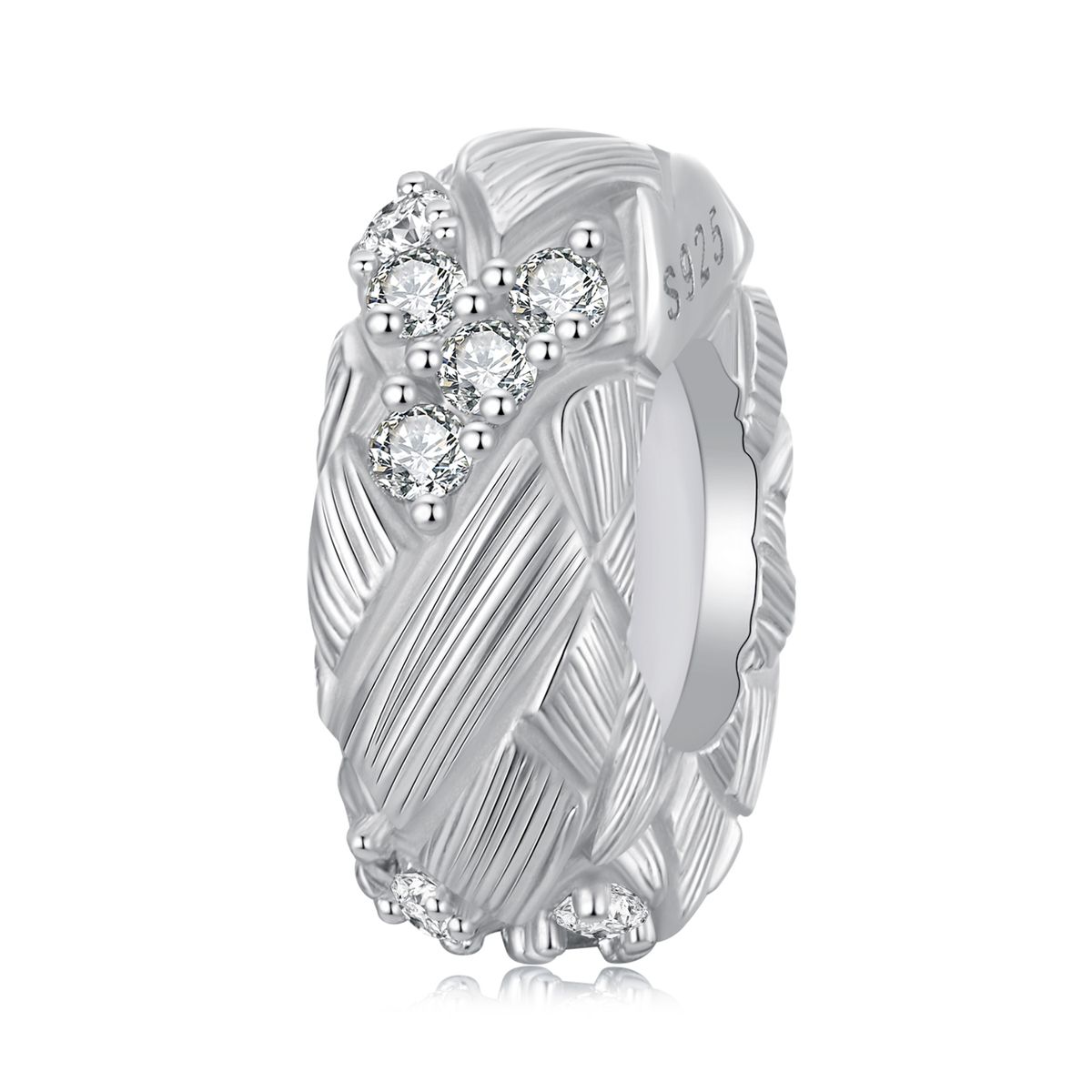 Weaved Stopper Bead Charm Sterling Silver Charm_voghion.com