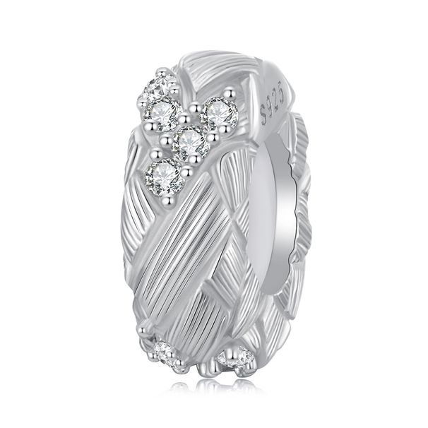 Weaved Stopper Bead Charm Sterling Silver Charm_voghion.com