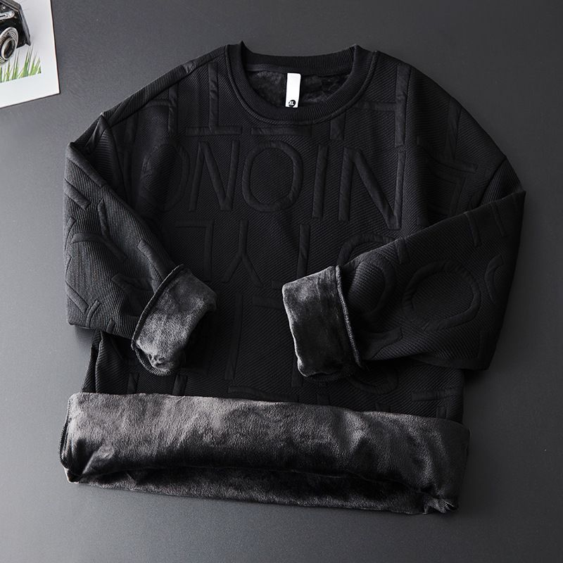 Plüsch und verdickter Rundhalspullover Winterkleidung Dreidimensionaler Jacquard Herren Lose Modemarke Langarmpullover Kleidung Großhandel_voghion.com