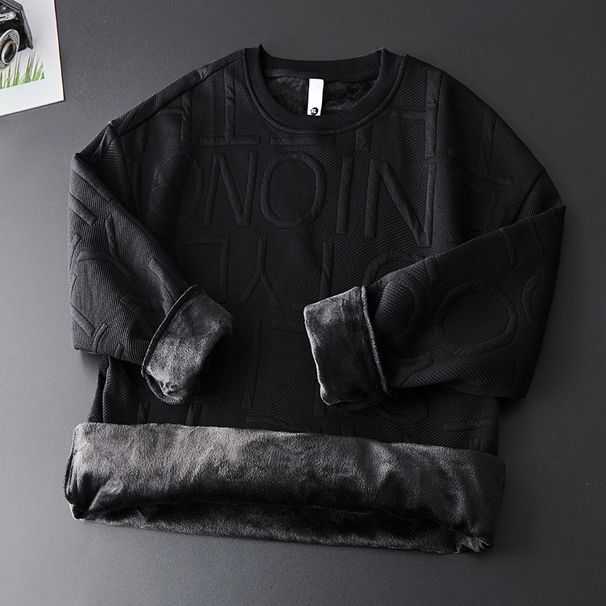 Plüsch und verdickter Rundhalspullover Winterkleidung Dreidimensionaler Jacquard Herren Lose Modemarke Langarmpullover Kleidung Großhandel_voghion.com