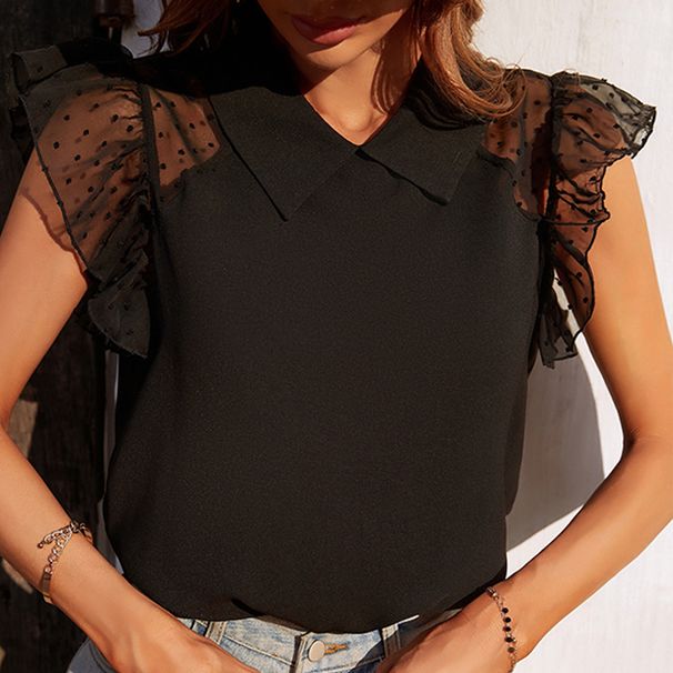 Camicetta da donna Camicetta a maniche corte Stile semplice Tinta unita_voghion.com