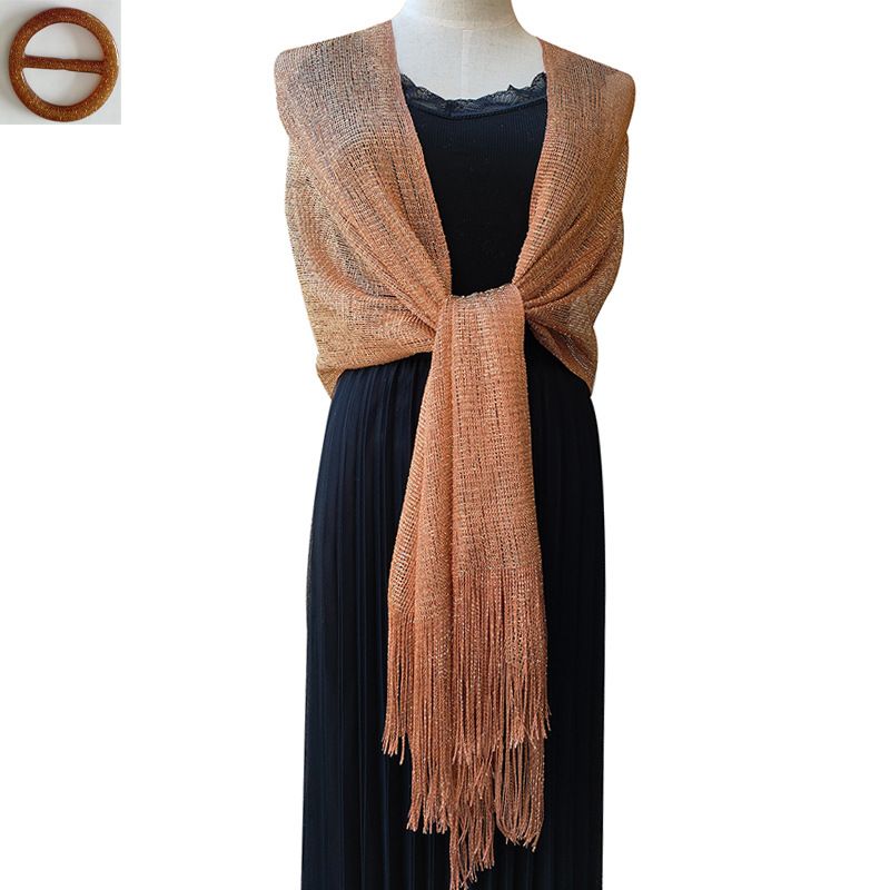 Europäische und amerikanische heißer Verkauf Gold und Silber Seidenschal mit Schnalle Braut Brautjungfern Gruppe Tanz Hochzeit Party Kleid Abendessen Schal weiblich_voghion.com