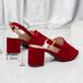 Trendy Spring Buckle One-Strap Peep-Toe High For Women New Round Toe Chunky Heel Suede Fashion Sandals_voghion.com