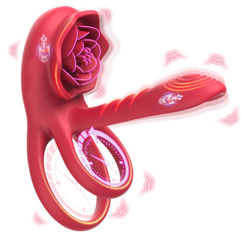 Tanhua II Rose Locking Ring Dual Motor Couple Resonance Adult Masturbator Adult Sex Toys_voghion.com