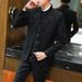 ForMen Japanese Retro High School Crane Embroidery Stand Collar Set Casual Two-Piece Small Suit Men's Jacket_voghion.com