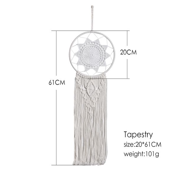 Decorazione arazzo acchiappasogni in corda di cotone intrecciata a mano bohémien Decorazione regalo creativo per la casa in stile nordico_voghion.com