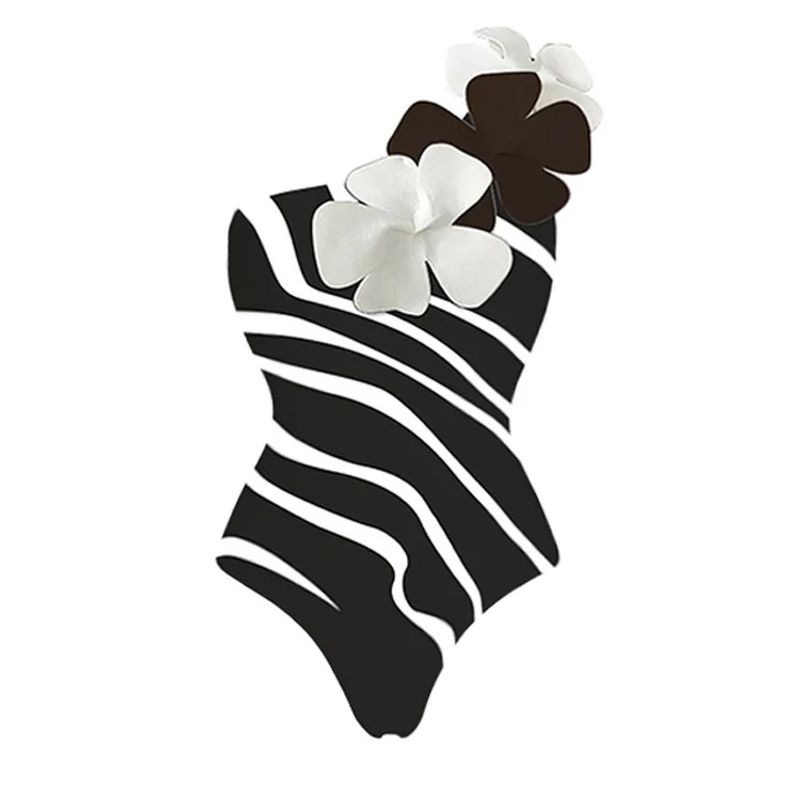 Einteiliger Damen-Badeanzug, dreidimensional, mit Blumen verziert, gestreift, modischer Retro-Badeanzug, zweiteilig_voghion.com