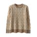 New thickened pure men's autumn and winter round neck contrasting color pullover loose casual wool knitted base sweater_voghion.com