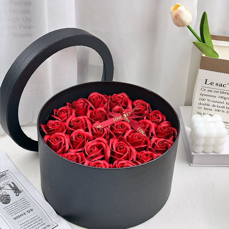 Kulatá kreativní květinová krabička, věčný mýdlový květ, růže, dárková krabička, Valentýn, novoroční květiny pro dívky, narozeninový dárek_voghion.com