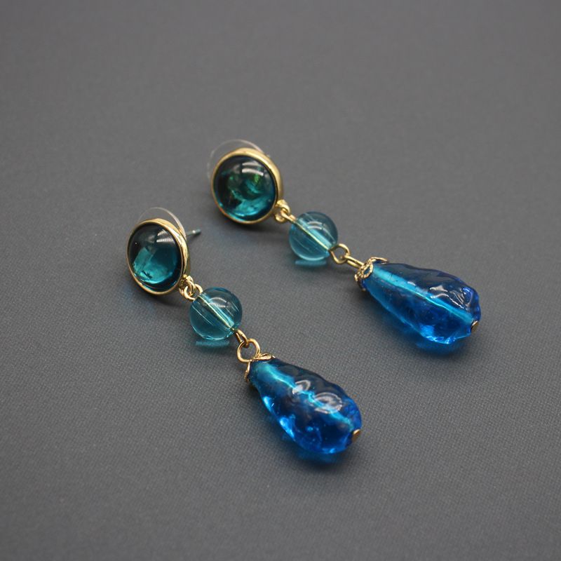 Ženski uhani 70 let stari ročno izdelani uhani z glazuro KJL označeni dolgi uhani zaklad nišni dizajn srebrne igle_voghion.com