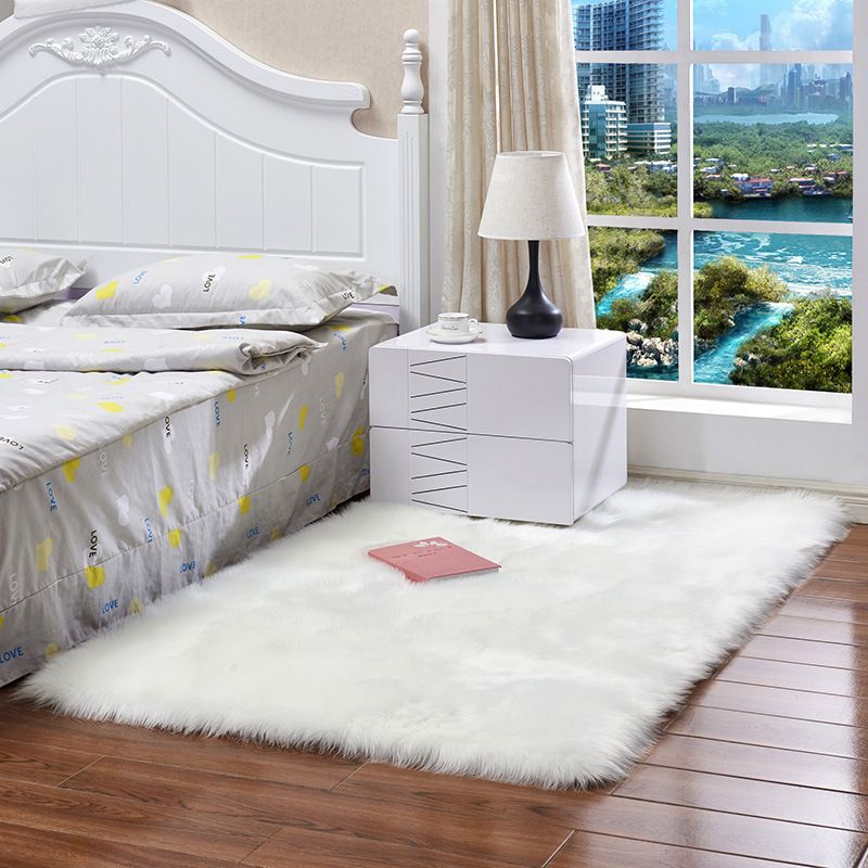 Moderner minimalistischer Teppich aus Wollimitat, Schlafzimmer, Nachttischmatte, langer Wollteppich für den Haushalt, Wohnzimmer, Couchtisch,_voghion.com
