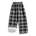 Korean Style Checkered Pants For Teens – Loose Straight-Leg Trousers With Fleece Lining (Blue/Gray) – Winter Casual & Streetwear Essential_voghion.com
