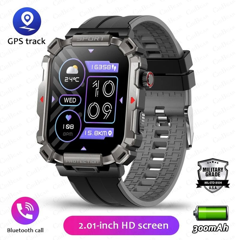 2024  Bluetooth Call Outdoor Sports Fitness Men's Smartwatch 2.01   HD Heart Rate Blood Oxygen Waterproof Men's Smart Wa_voghion.com