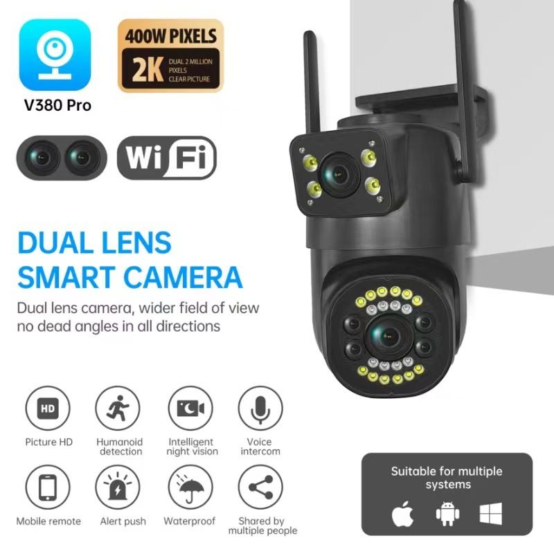 4,0 Millionen Bullet-Netzwerkanschluss, Vollfarb-Überwachungskamera, Dual-Objektiv, 4-MP-Außenmonitor_voghion.com